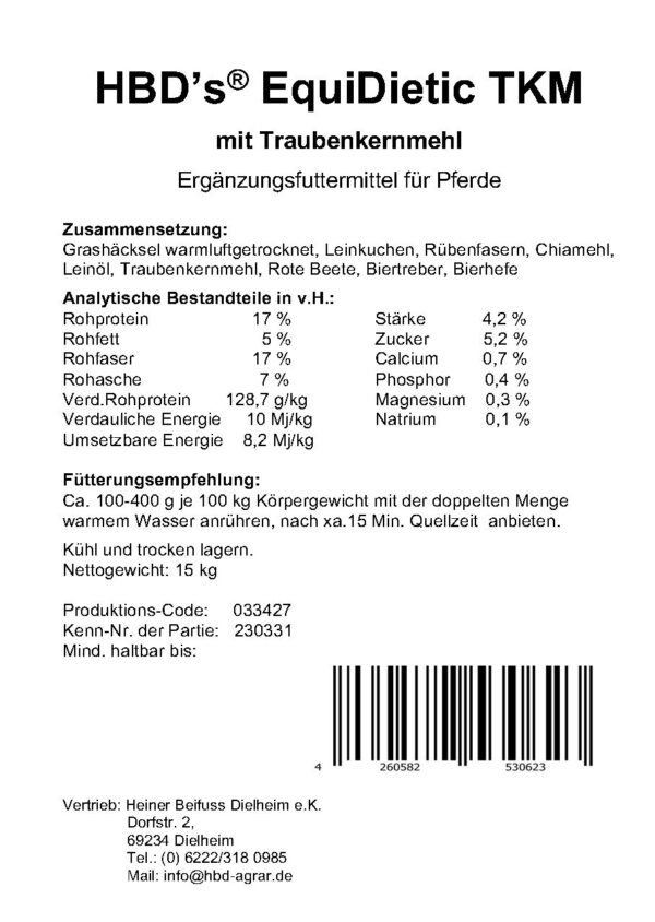 HBD’s® EquiDietic TKM (mit Traubenkernmehl) – Bild 4