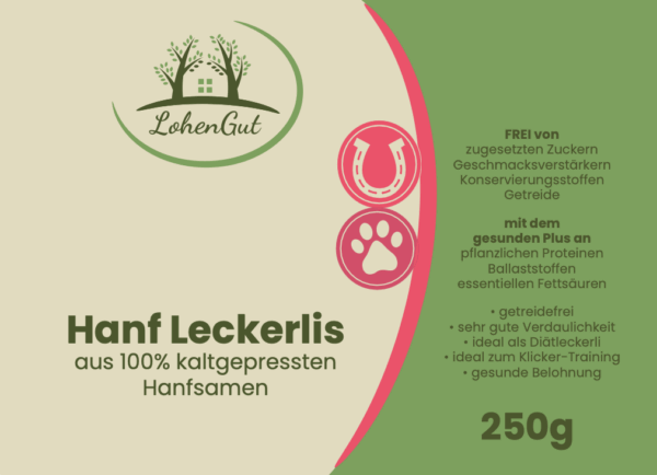LohenGut </br>- Leckerli für Pferde und Hunde -</br>aus kaltgepressten Hanfsamen</br>250g – Bild 2