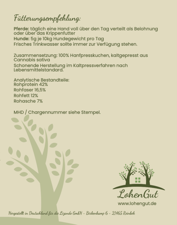LohenGut </br>- Leckerli für Pferde und Hunde -</br>aus kaltgepressten Hanfsamen</br>250g – Bild 3